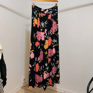Guess Charissa Black Pink Floral Hibiscus Wide Leg Palazzo Pants Size 6